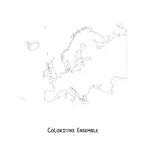 Image à colorier d'une carte de l'Europe