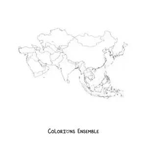 Image à colorier d'une carte politique de l'Asie