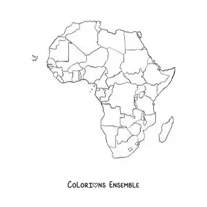 Image à colorier d'une carte politique de l'Afrique