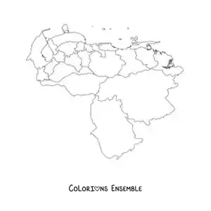 Image à colorier d'une carte politique du Venezuela