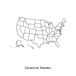 Image à colorier d'une carte politique des États-Unis