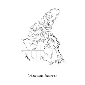 Image à colorier d'une carte politique du Canada