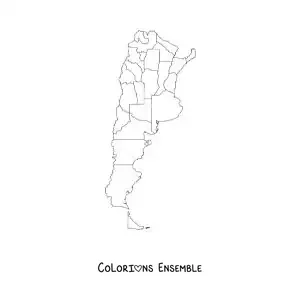 Image à colorier d'une carte politique de l'Argentine