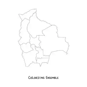 Image à colorier d'une carte politique de la Bolivie