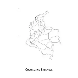 Image à colorier d'une carte politique de la Colombie