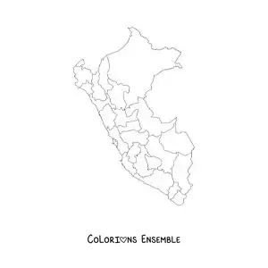 Image à colorier d'une carte politique du Pérou