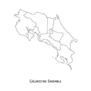Image à colorier d'une carte politique du Costa Rica