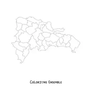 Image à colorier d'une carte politique de la République dominicaine