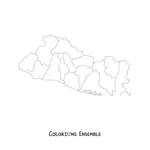 Image à colorier d'une carte politique du Salvador