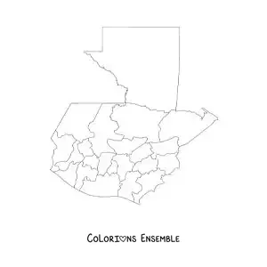 Image à colorier d'une carte politique du Guatemala