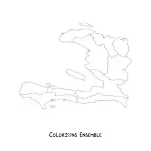 Image à colorier d'une carte politique d'Haïti