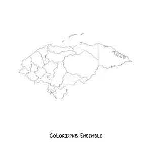Image à colorier d'une carte politique du Honduras