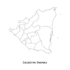 Image à colorier d'une carte politique du Nicaragua