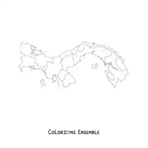 Image à colorier d'une carte politique du Panama