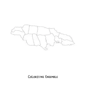 Image à colorier d'une carte politique de la Jamaïque