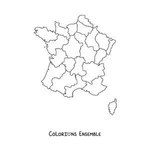 Image à colorier d'une carte politique de la France