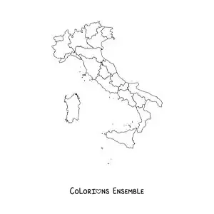 Image à colorier d'une carte politique de l'Italie