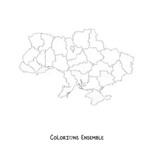 Image à colorier d'une carte politique de l'Ukraine
