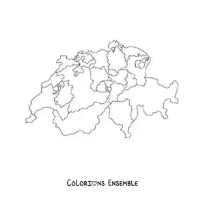 Image à colorier d'une carte politique de la Suisse