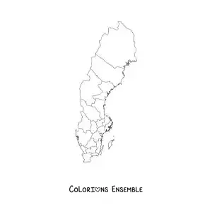 Image à colorier d'une carte politique de la Suède