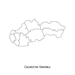 Image à colorier d'une carte politique de la Slovaquie