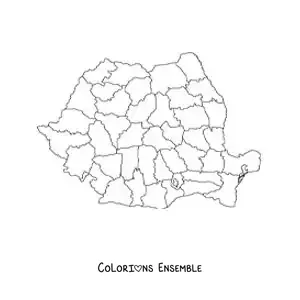 Image à colorier d'une carte politique de la Roumanie
