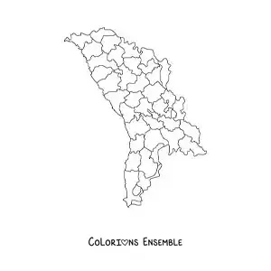 Image à colorier d'une carte politique de la Moldavie