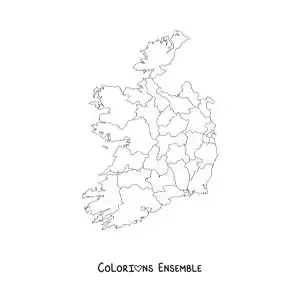 Image à colorier d'une carte politique de l'Irlande
