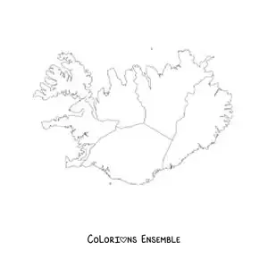 Image à colorier d'une carte politique de l'Islande