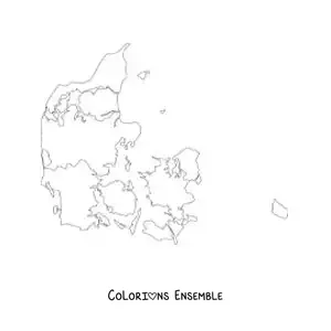 Image à colorier d'une carte politique du Danemark