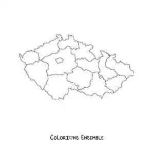 Image à colorier d'une carte politique de la République tchèque