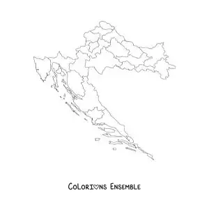 Image à colorier d'une carte politique de la Croatie