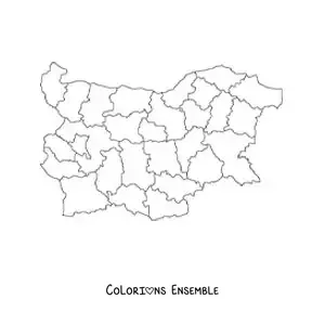 Image à colorier d'une carte politique de la Bulgarie