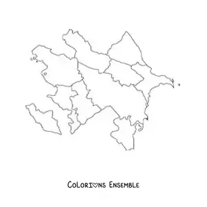 Image à colorier d'une carte politique de l'Azerbaïdjan