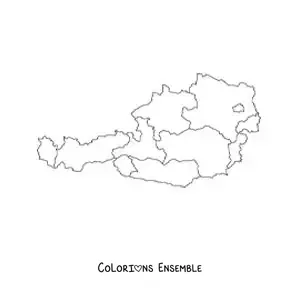 Image à colorier d'une carte politique de l'Autriche
