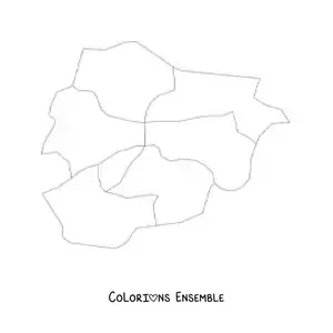 Image à colorier d'une carte politique de l'Andorre