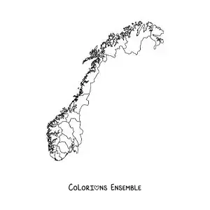 Image à colorier d'une carte politique de la Norvège