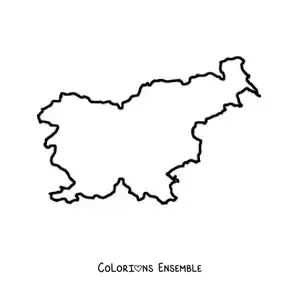 Image à colorier d'une carte de la Slovénie
