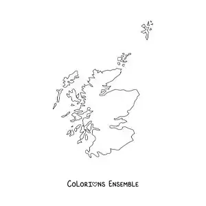 Image à colorier d'une carte politique de l'Écosse
