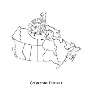 Image à colorier d'une carte politique de la Chine