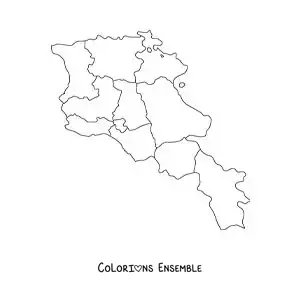 Image à colorier d'une carte politique de l'Arménie