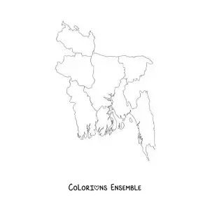 Image à colorier d'une carte politique du Bangladesh
