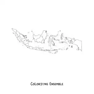 Image à colorier d'une carte politique de l'Indonésie