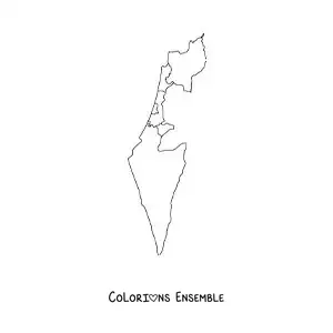 Image à colorier d'une carte politique d'Israël