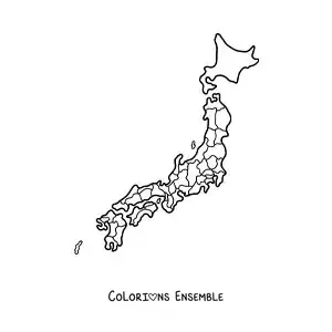 Image à colorier d'une carte politique du Japon