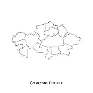 Image à colorier d'une carte politique du Kazakhstan