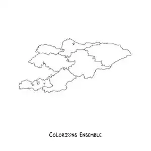 Image à colorier d'une carte politique du Kirghizistan