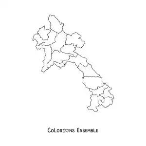 Image à colorier d'une carte politique du Laos