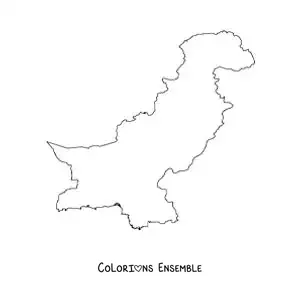 Image à colorier d'une carte politique du Pakistan