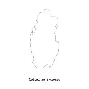 Image à colorier d'une carte politique du Qatar